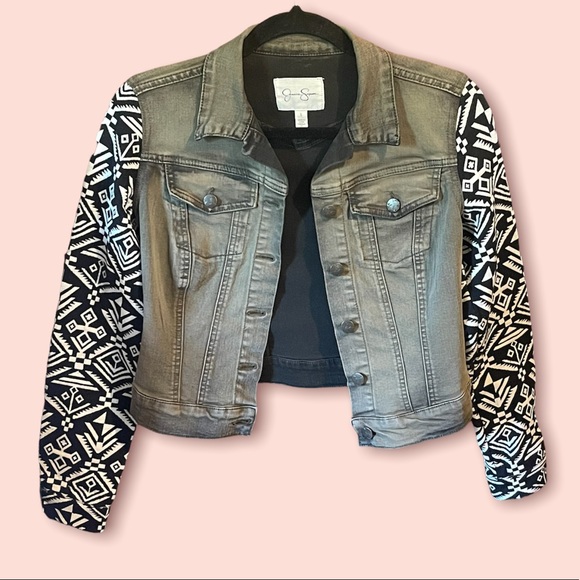 JESSICA SIMPSON-OLIVE GREEN ETHNIC DENIM JACKET - Picture 2 of 14